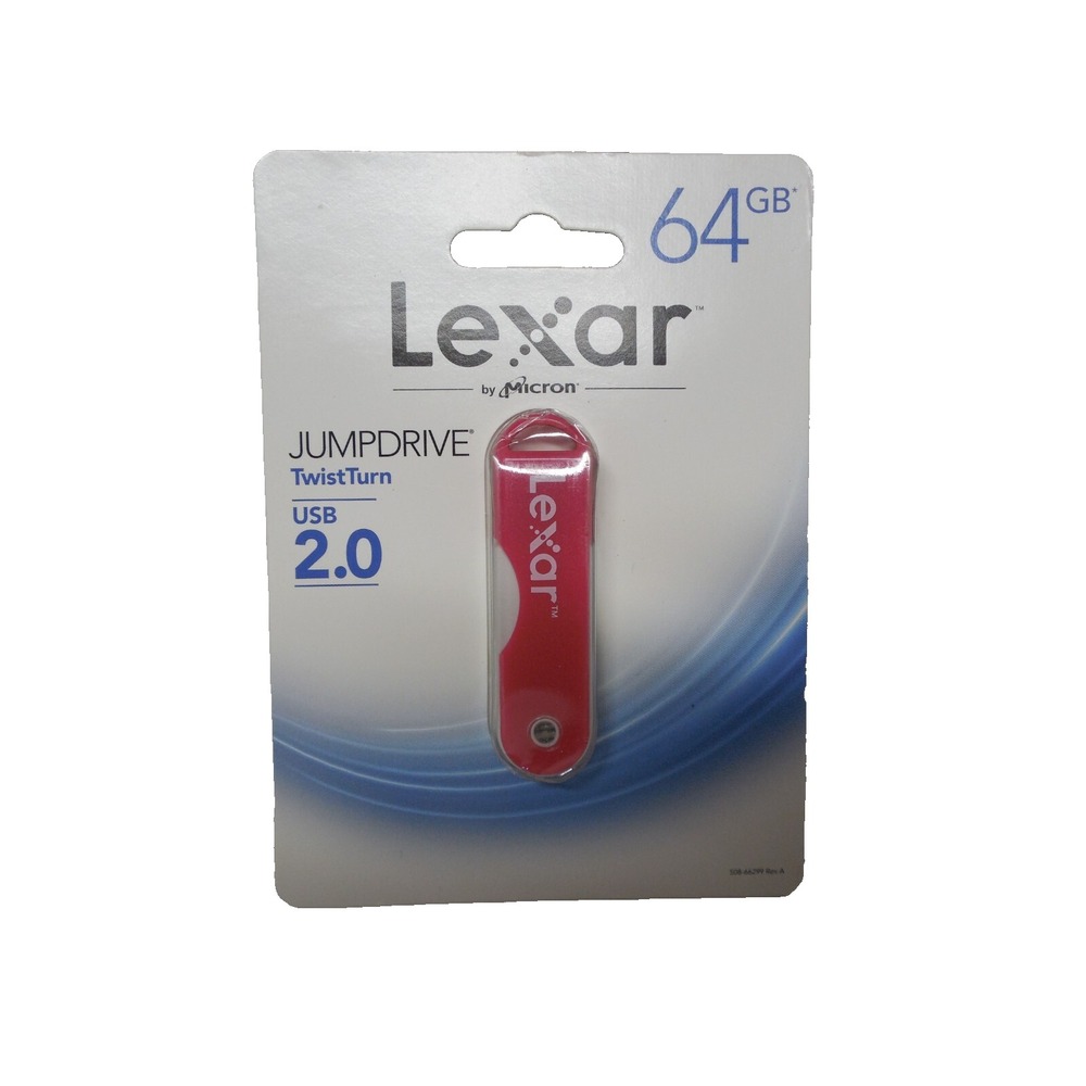 NEW Lexar JumpDrive TwistTurn USB 2.0 Flash Drive, Red 64GB